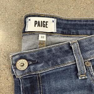 Paige Skyline Skinny Crop Jean Raw Hem Premium Denim - 32